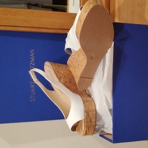 Stuart Weitzman White Patent Leather Cork Wedge fits lime an 11m